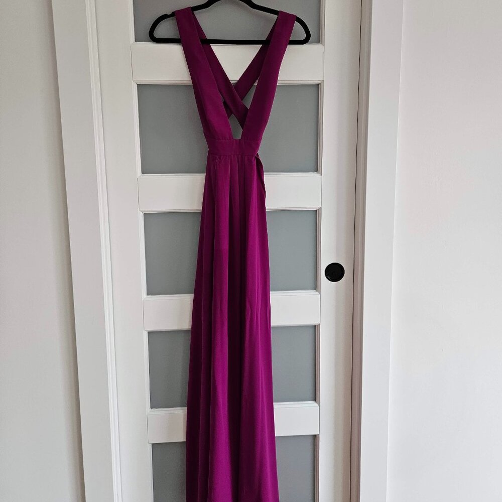 Bright dark magenta gown with very deep chest area